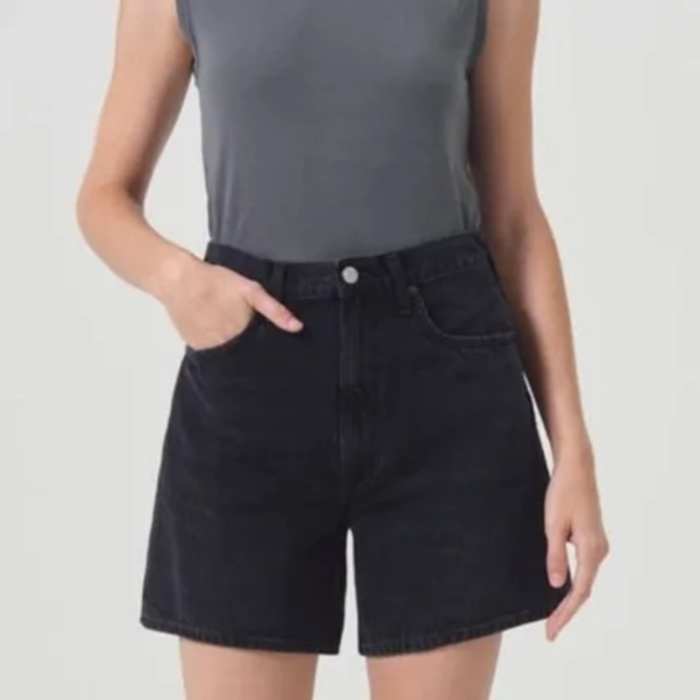 Agolde Black Jean Shorts High-Waisted Relaxed Fit